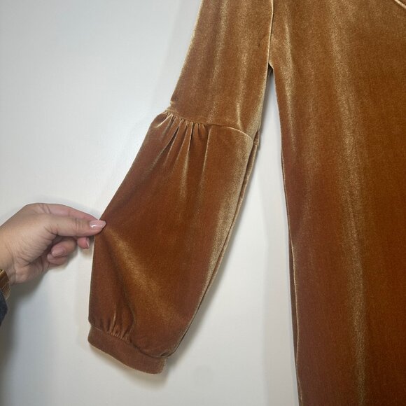 Madewell Velvet Balloon-Sleeve Dress in Burnt Sienna XS - Picture 10 of 14
